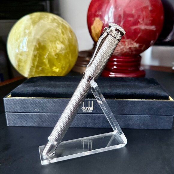 Alfred Dunhill Sentryman Rollerball w/Palladium Plated Diamond Pattern w/card - Picture 1 of 10